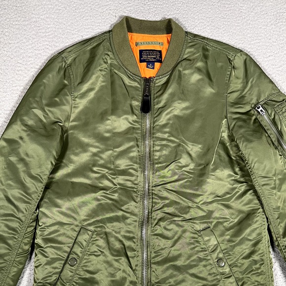 Alpha Industries Jacket Womens Small Green MA-1 Long Flyers Bomber Flight Logo - Picture 2 of 14